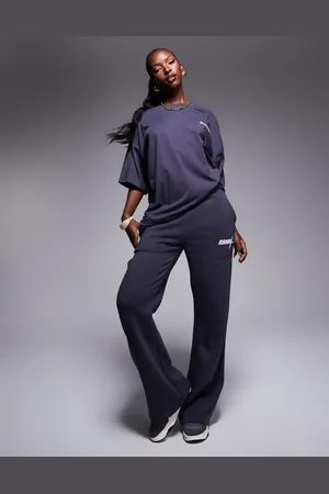 Kaiia Logo wide leg sweatpants in charcoal - part of a set