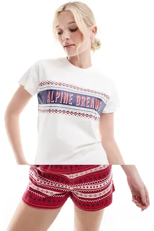 Threadbare Short pajama set in ski print