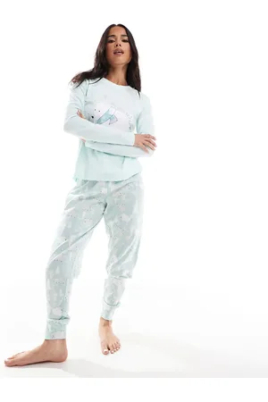 Threadbare Polar bear long pajama set in light