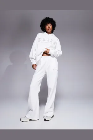 Kaiia Embroidered logo wide leg sweatpants in and sand - part of a set