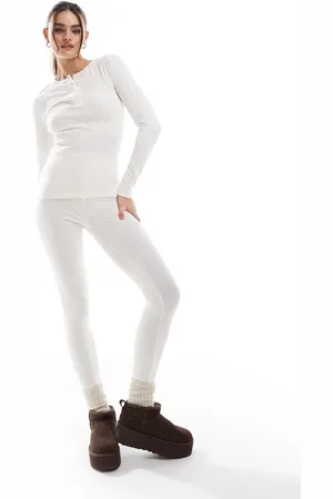 Threadbare Ski pointelle thermal set in ecru