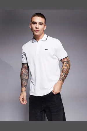 HUGO BOSS Paddy logo tipped pique regular fit polo shirt in