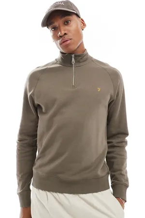 Farah Jim half zip sweatshirt in mushroom
