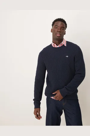 GANT Shield logo cotton textured knit sweater in