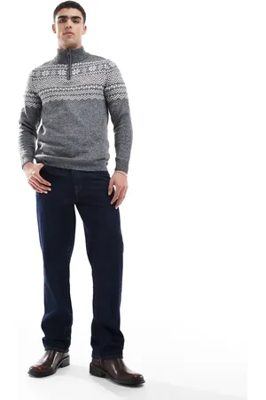 Threadbare Threabare fairisle 1/4 zip sweater in