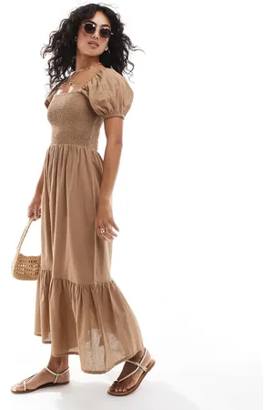 Esmée Exclusive puff sleeve maxi beach dress in