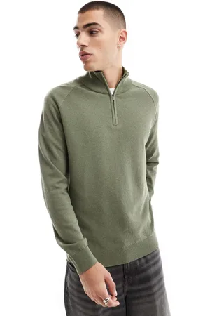 Threadbare 1/4 zip sweater in khaki