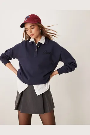 GANT Logo polo sweatshirt with tartan collar in