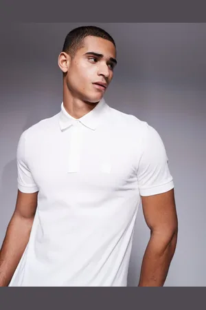HUGO BOSS Passertip logo tipped pique polo slim fit in off