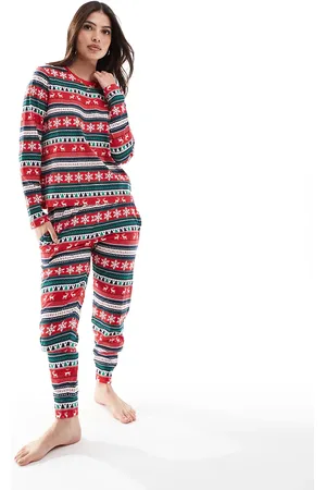 Threadbare Christmas fairisle print long pajama set in