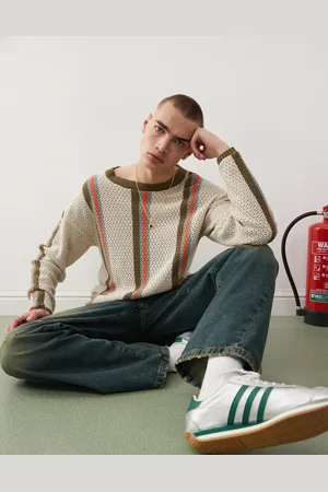 COLLUSION Crotchet stripe polo sweater in