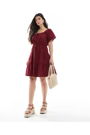 Esmée Esmee Exclusive puff sleeve mini beach dress in cherry