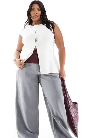 ASOS Curve PU paneled contrast tailored pants in