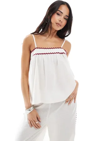 Esmée Exclusive ric rac cami beach top in & red - part of a set