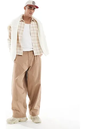 ASOS Oversized baggy canvas pants with knee panels in beige