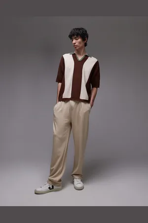 Topman Premium straight leg twill sweatpants in stone
