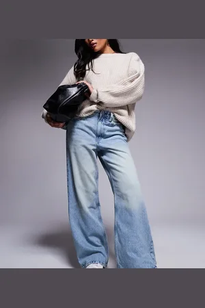 River Island Petite straight jeans in midwash
