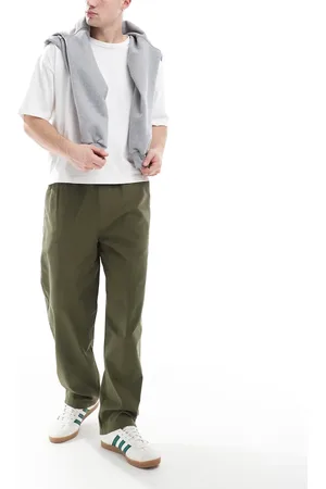 Farah Greenport canvas loose fit pants in khaki