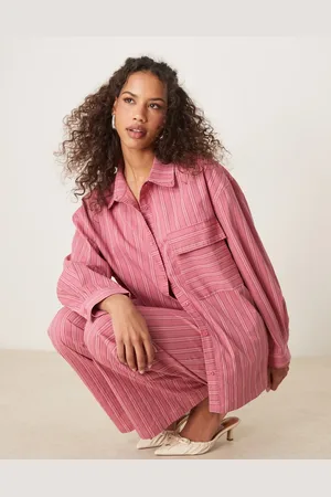 Ghospell Oversized pocket shirt in stripe - part of a set