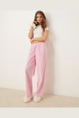 Urban Threads Pointelle long sleeve and cotton stripe pants pajama set in