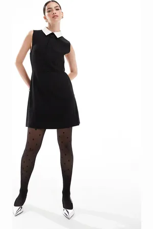 French Connection Mini dress with contrast collar in and white