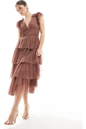 Lace & Beads Bridesmaid Naomi midi dress in warm