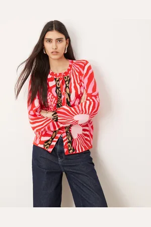 Never Fully Dressed Contrast leopard cardigan in pink and