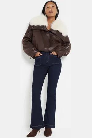 River Island Petite pocket front flare in darkwash