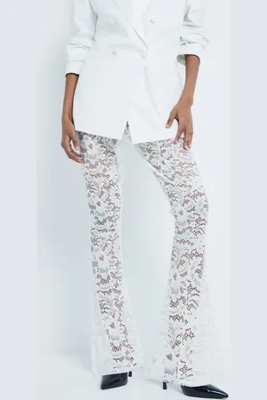 River Island Lace flare pants in cream