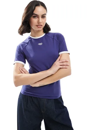 ONLY Contrast detail sporty tee in blue