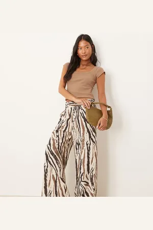 JDY Wide leg pants in abstract zebra print