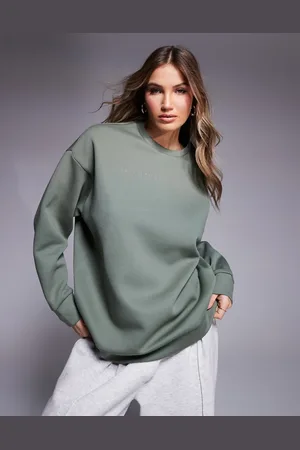 EA7 Oversized sweatshirt in green with pink logo