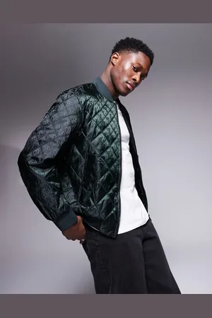 Armani Exchange Quitled bomber jacket with logo print in dark