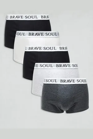 Brave Soul 5 pack boxers with logo waistband in black, gray, white
