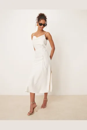 Y.A.S Satin cami midi dress in gardenia