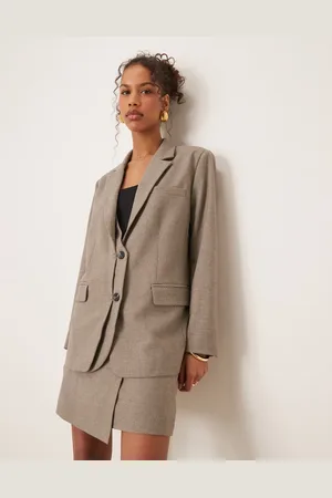 Y.A.S Oversized double placket detail blazer in taupe - part of a set