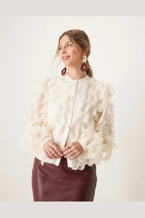 Y.A.S 3D textured button front top in