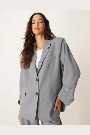 Y.A.S Oversized ruched sleeve detail blazer in medium melange - part of a set