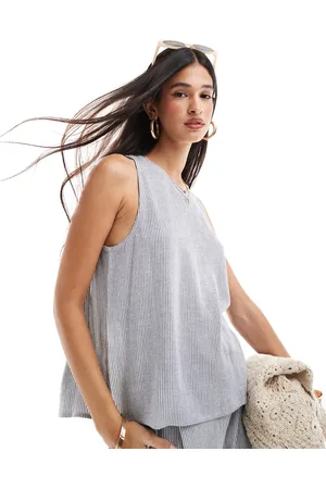 ASOS Linen mix open back top in stripe - part of a set