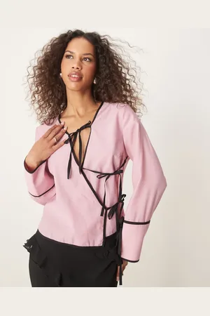 Ghospell Contrast bow wrap top in