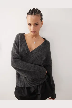 Monki Slouchy v neck oversized sweater in