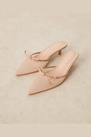 Glamorous Slingback kitten heel shoes in cream mesh