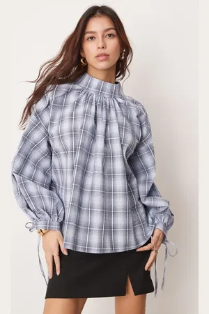 Ghospell Oversized plaid top in