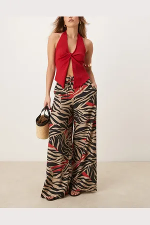 JDY Pull-on wide leg pants with zebra print