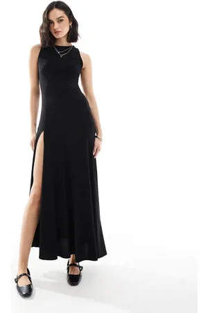 Stradivarius Slit hem midaxi dress in