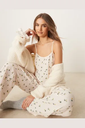 Urban Threads Cheesecloth mini cami and pants pajama set in floral print