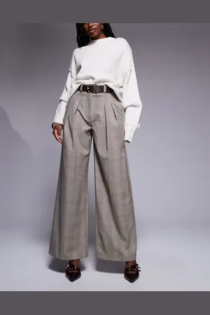 River Island Checked wide leg pants in light