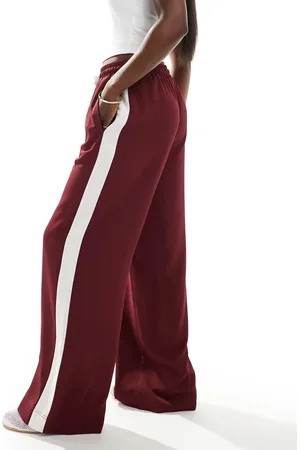 ASOS Pull on pants with contrast panel in dark cherry