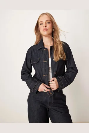 JDY Cropped denim jacket in indigo rinse - part of a set