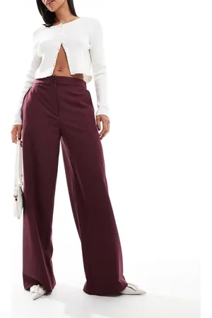 ASOS Tailored relaxed straight leg pants in burgundy